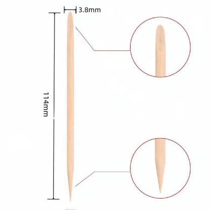 Dimensiuni betisor lemn de portocal 11.4cm cu detalii capat tesit si capat ascutit.