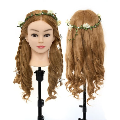 Cap de practica manechin cu par natural 100%, blond, se poate ondula si folosi placa, 55-60cm