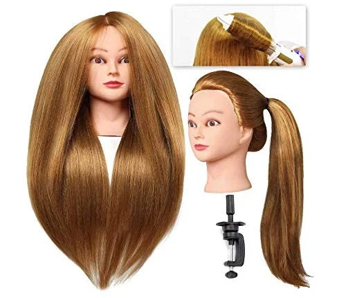 Cap de practica manechin cu par natural 100%, blond/saten, se poate ondula si folosi placa, 65-70 cm