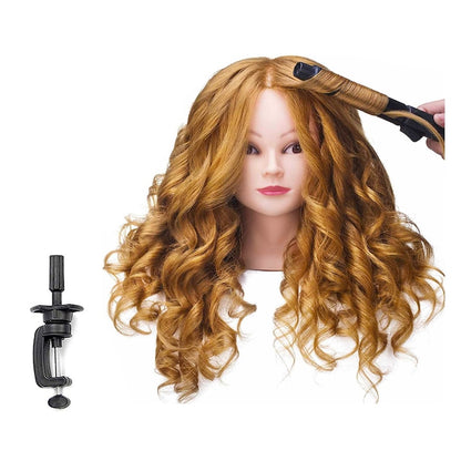 Cap de practica manechin cu par natural 100%, blond, se poate ondula si folosi placa, 55-60cm