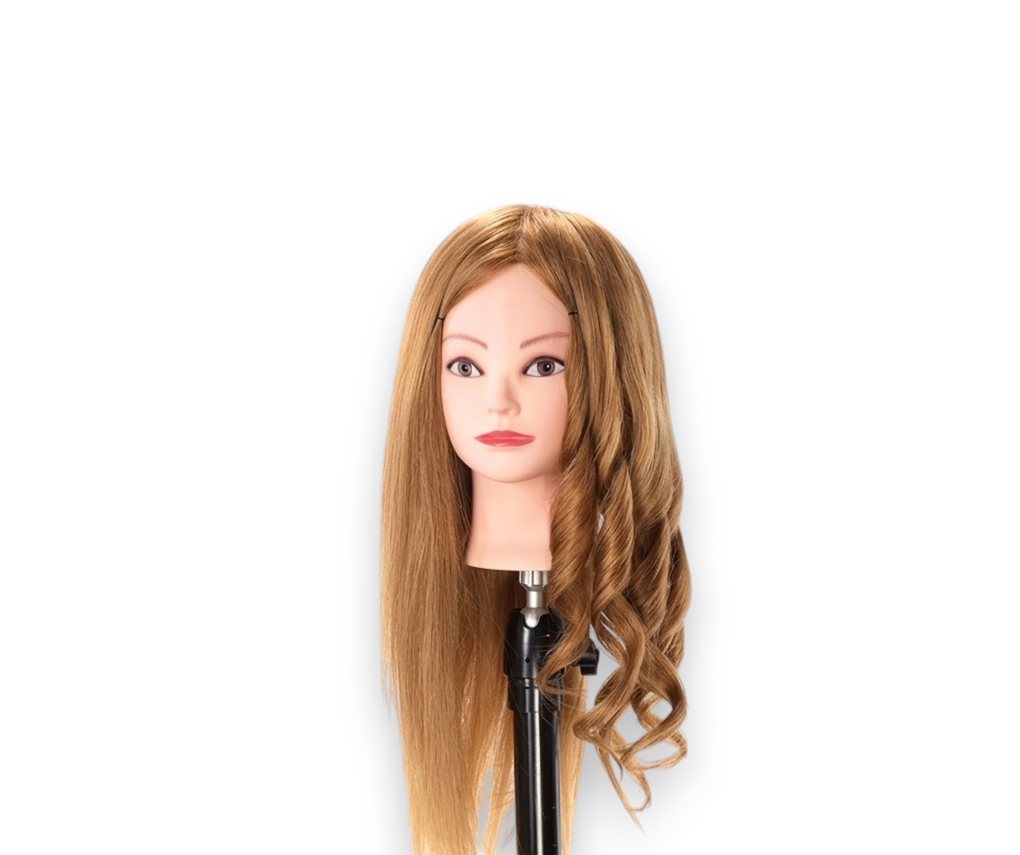Cap de practica manechin cu par natural 100%, blond/saten, se poate ondula si folosi placa, 65-70 cm