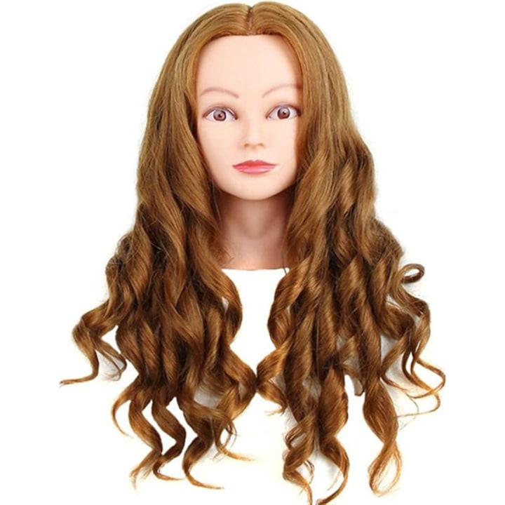 Cap de practica manechin cu par natural 100%, blond, se poate ondula si folosi placa, 55-60cm
