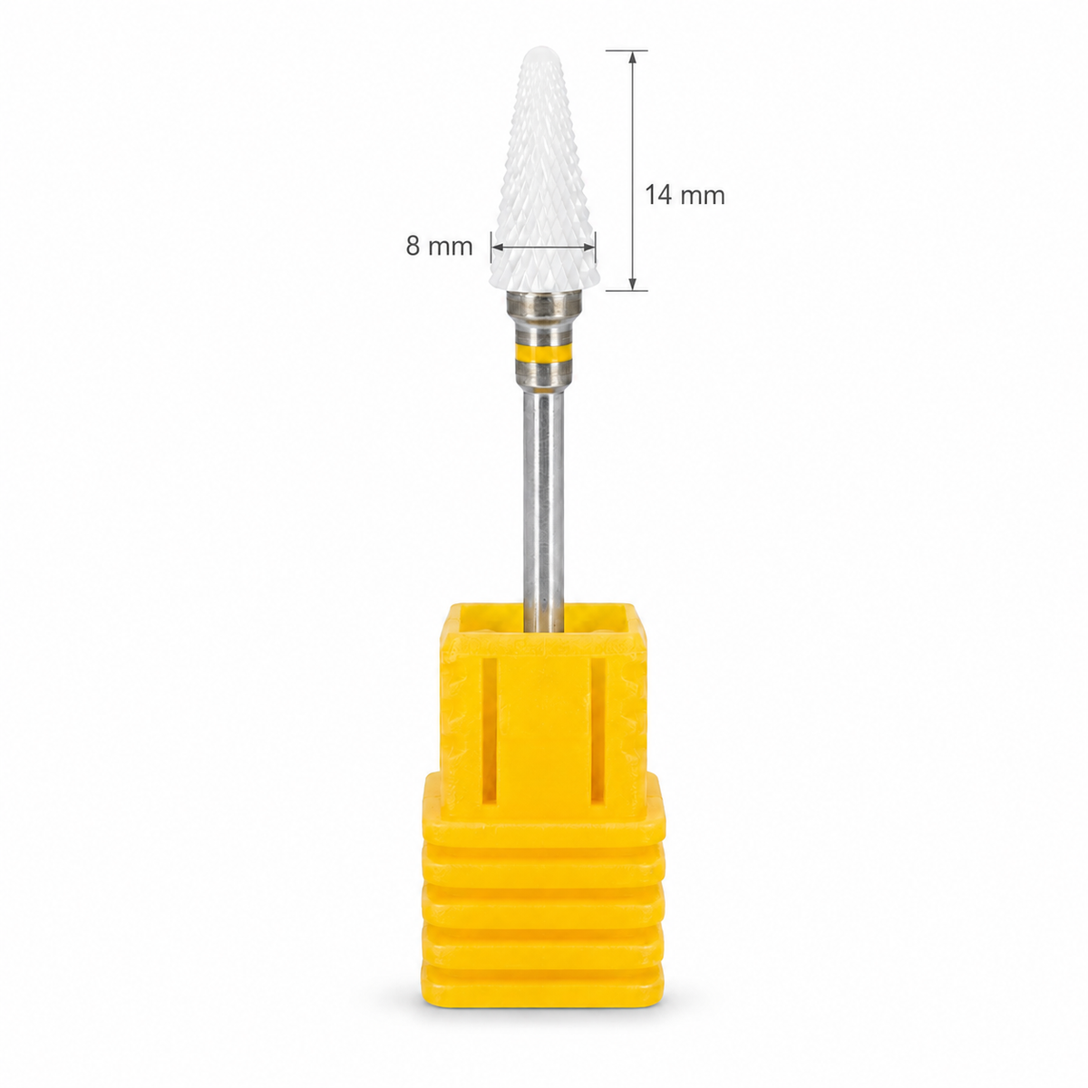 Capat Freza Ceramic Conic Alb 8 x 14 mm – Bit Abrazivitate Foarte Fina XF