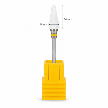 Capat Freza Ceramic Conic Alb 8 x 14 mm – Bit Abrazivitate Foarte Fina XF