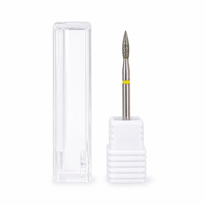 Capat Freza Diamantat Flacara Galben 2 x 9 mm – Bit Abrazivitate Foarte Fina