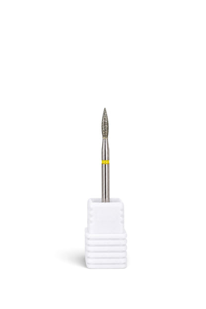 Capat freza diamantat flacara galben 2x9mm bit abrazivitate foarte fina.