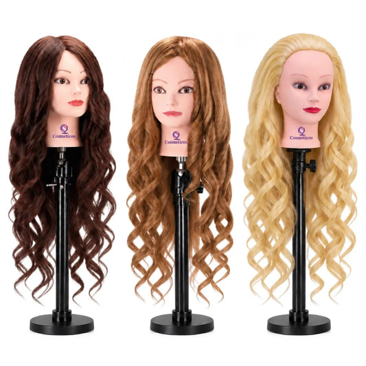 Cap de practica manechin cu par natural 100%, blond/saten, se poate ondula si folosi placa, 65-70 cm