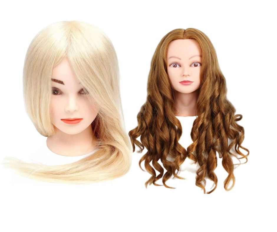 Cap de practica manechin cu par natural 100%, blond, se poate ondula si folosi placa, 55-60cm