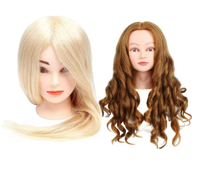 Cap de practica manechin cu par natural 100%, blond, se poate ondula si folosi placa, 55-60cm