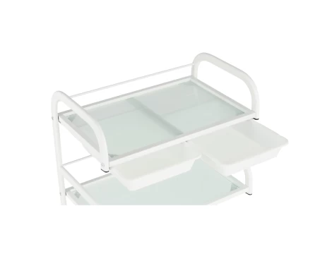Carucior salon profesional – 3 rafturi, ergonomic si durabil - ST029 - Alb/Negru