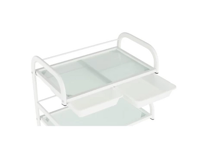 Carucior salon profesional – 3 rafturi, ergonomic si durabil - ST029 - Alb/Negru