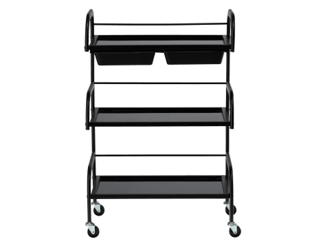 Carucior salon profesional – 3 rafturi, ergonomic si durabil - ST029 - Alb/Negru