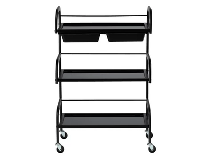 Carucior salon profesional – 3 rafturi, ergonomic si durabil - ST029 - Alb/Negru