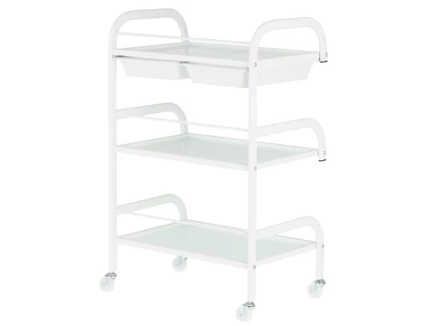 Carucior salon profesional – 3 rafturi, ergonomic si durabil - ST029 - Alb/Negru