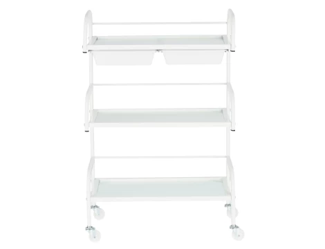 Carucior salon profesional – 3 rafturi, ergonomic si durabil - ST029 - Alb/Negru