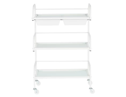 Carucior salon profesional – 3 rafturi, ergonomic si durabil - ST029 - Alb/Negru