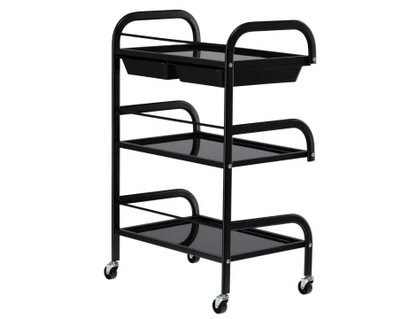 Carucior salon profesional – 3 rafturi, ergonomic si durabil - ST029 - Alb/Negru