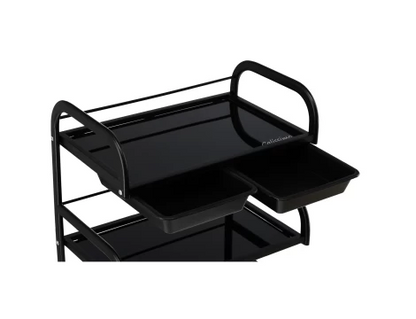 Carucior salon profesional – 3 rafturi, ergonomic si durabil - ST029 - Alb/Negru