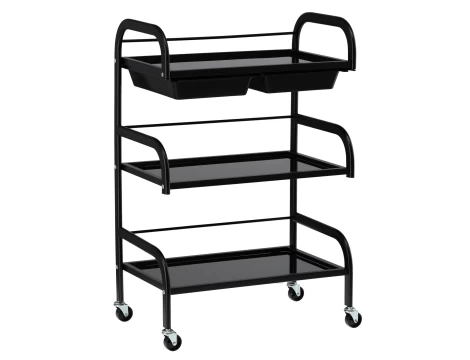 Carucior salon profesional – 3 rafturi, ergonomic si durabil - ST029 - Alb/Negru