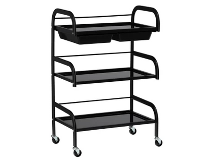 Carucior salon profesional – 3 rafturi, ergonomic si durabil - ST029 - Alb/Negru