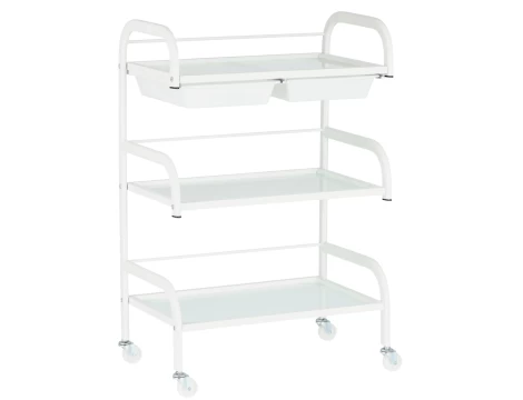 Carucior salon profesional – 3 rafturi, ergonomic si durabil - ST029 - Alb/Negru