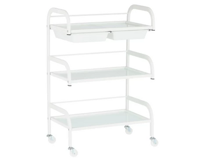 Carucior salon profesional – 3 rafturi, ergonomic si durabil - ST029 - Alb/Negru