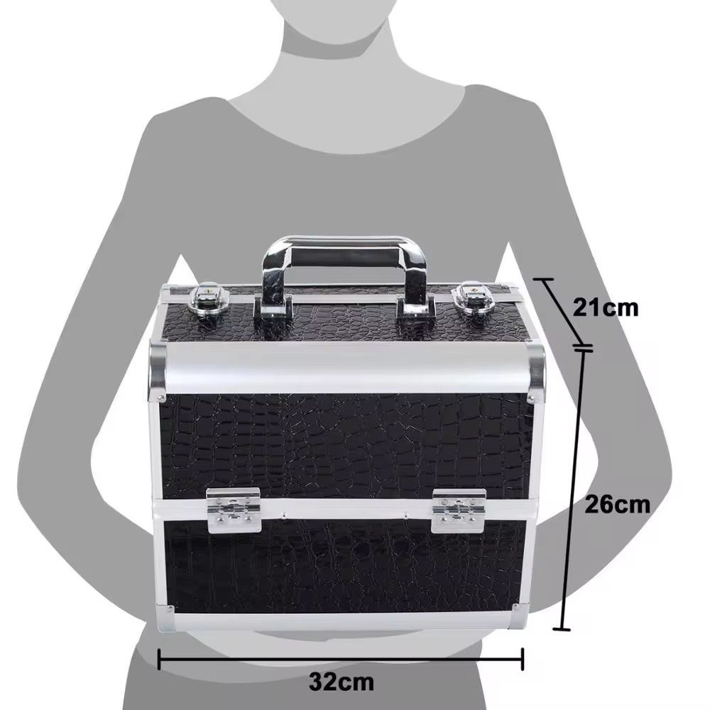 Geanta medie cosmetice, tip valiza aluminiu