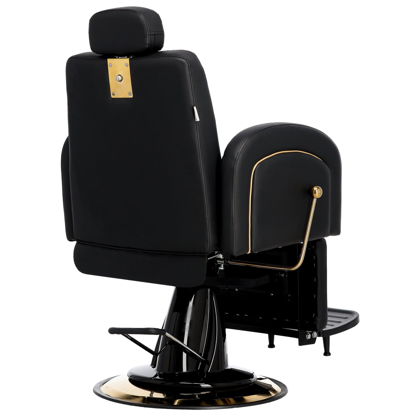 Vedere din spate a scaunului Landon, evidentiand spatarul ergonomic, tetiera ajustabila si cusaturile rezistente din piele ecologica.