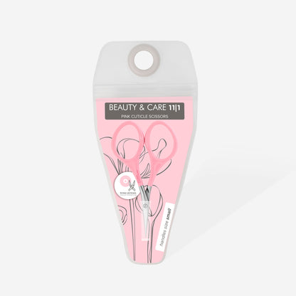 Forfecuță pentru cuticule cu mânere roz STALEKS BEAUTY & CARE 11 TYPE 1 SBC-11/1, prezentată în ambalajul original.