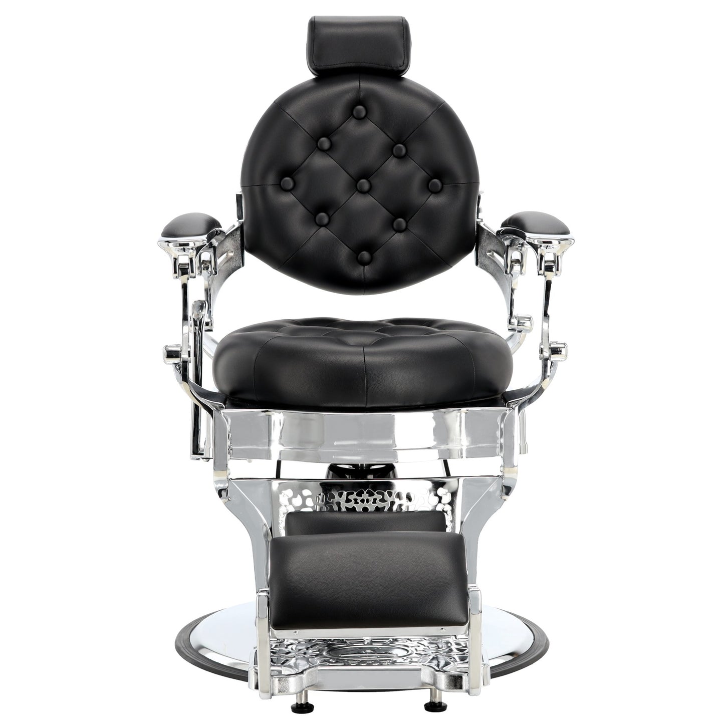 Scaun de frizerie hidraulic | Barber King | Negru-Argintiu