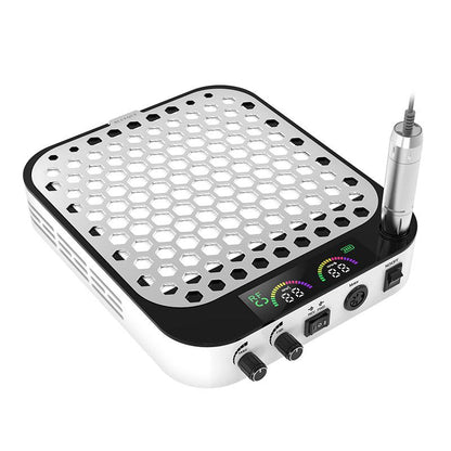Freza electrica cu aspirator integrat 858-18Plus 80W 45000 RPM portabila cu acumulator reincarcabil pentru manichiura pedichiura gel acril unghii false profesional