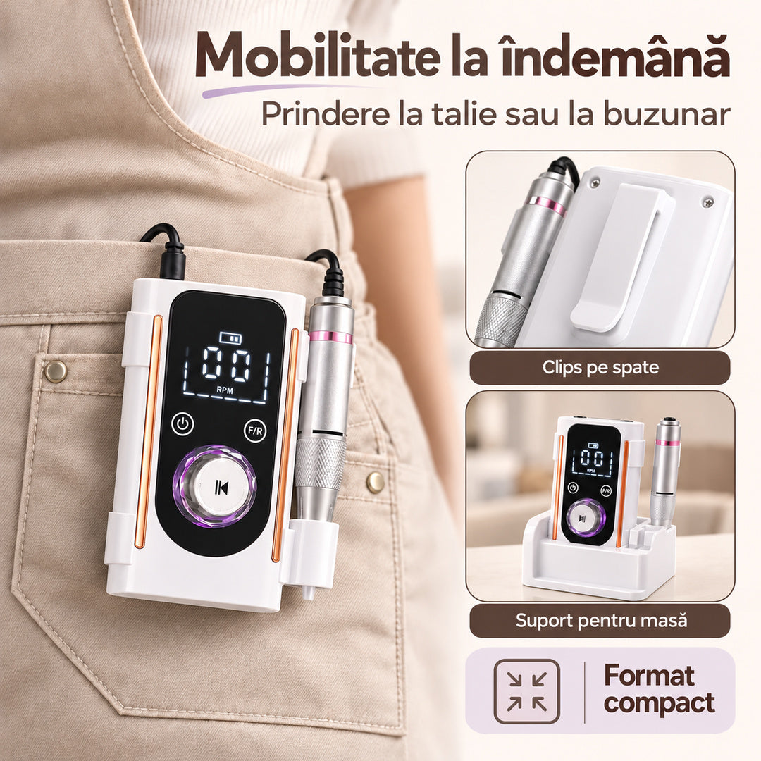 Freza portabila BQ-112 cu clips pentru prindere la talie si acumulator reincarcabil