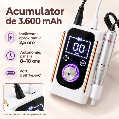 Freza electrica BQ-112 cu acumulator 3600 mAh autonomie 8-10 ore si incarcare USB Type-C