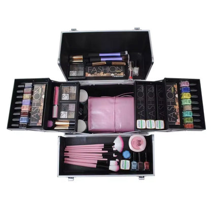 Geanta medie cosmetice, tip valiza aluminiu