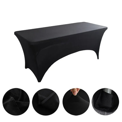 Detalii despre elasticitatea materialului si sistemul de fixare pe picioarele patului pentru husa de cosmetica neagra Ideal Beauty.