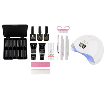 Kit Unghii Polygel First Step – Kit de Bază cu Lampa (14 Piese)