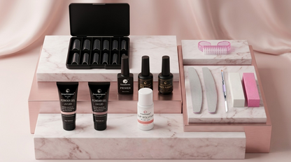 Kit Unghii Polygel First Step – Kit de Bază cu Lampă (14 Piese)