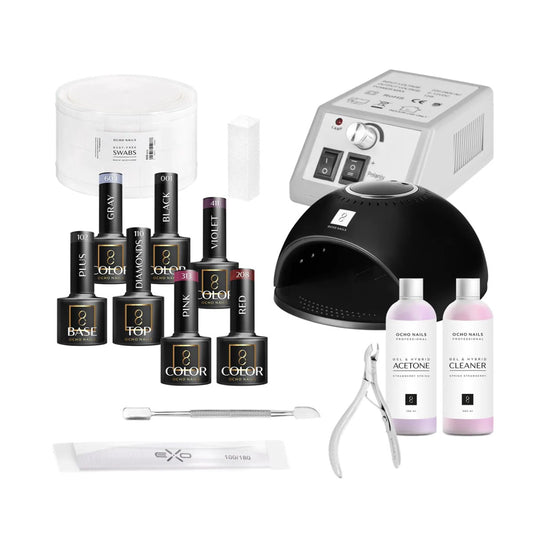 Kit unghii hibrid Ocho Nails | cu lampa UV si freza unghii