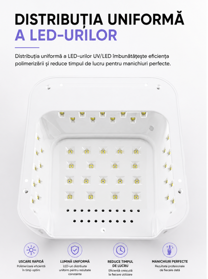 Schema de distributie a LED-urilor in interiorul lampii BLUEQUE L19 pentru polimerizare uniforma