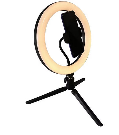 Ring Light | LED | 20cm diametru | USB | 3 moduri lumina - 10 trepte de reglaj | cu suport pt. telefon