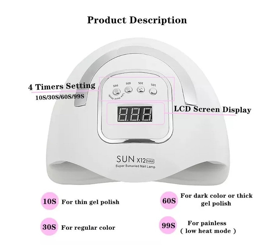 Lampa UV LED | SUN X12 Max, 280 W, 66 Leduri - NEW-PINK LIGHT