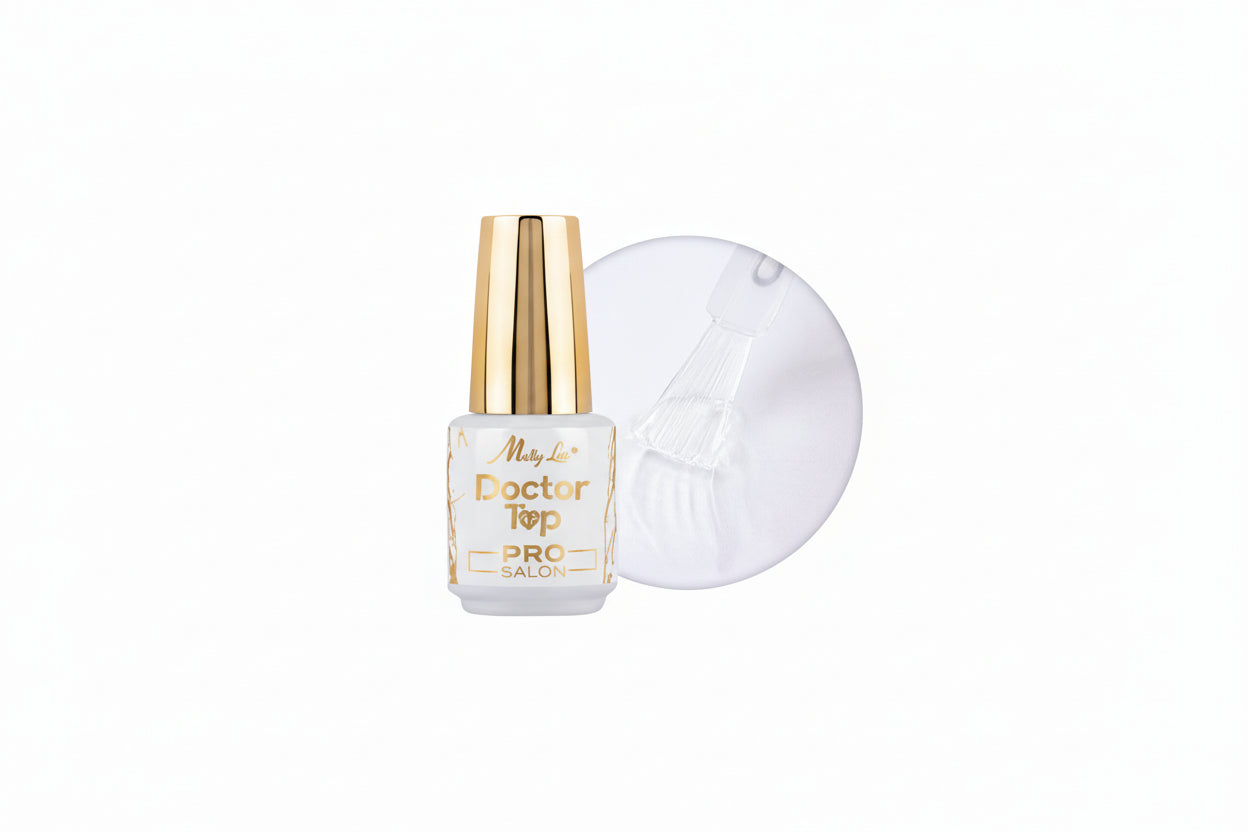MollyLac Doctor Top Pro Salon – Top Coat Auto-Regenerant, Luciu de Oglinda No Wipe (15g)