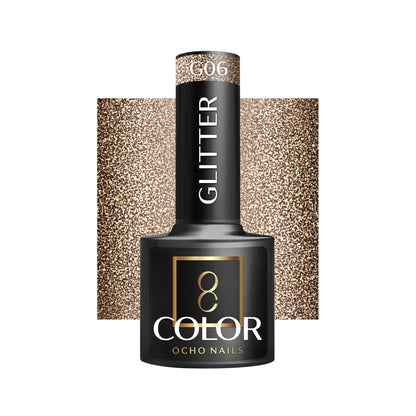 Oja Ocho Nails hibrida | gold cu sclipici - 5g