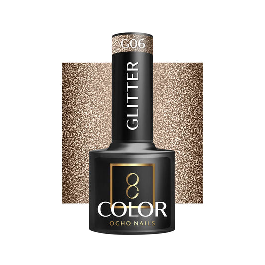 Oja Ocho Nails hibrida | gold cu sclipici - 5g