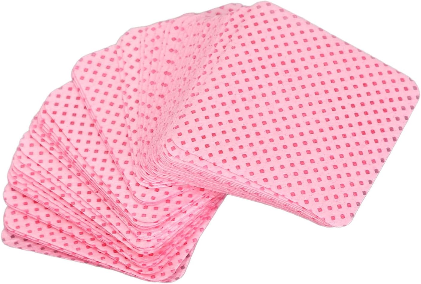 Servetele de unghii fara scame, de culoare roz, asezate in forma de evantai pentru a evidentia grosimea si finisajul materialului.