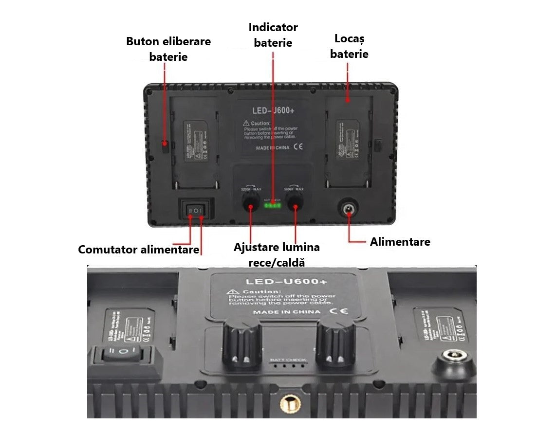 Panou LED Profesional Bi-Color 800 LED, Trepied 200 cm si Kit Dual Acumulatori Inclus | Foto-Video