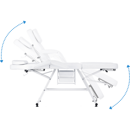 Pat cosmetic alb cu tavite laterale extensibile si structura metalica stabila,reglabil pe inaltime