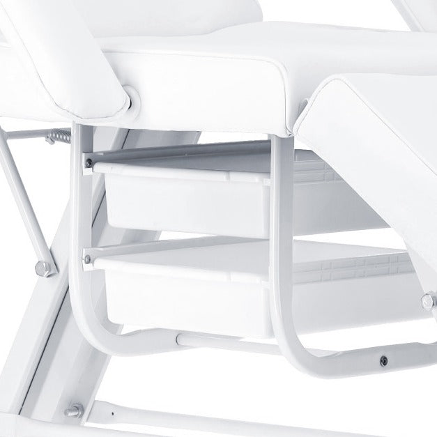 Pat cosmetic alb cu tavite laterale extensibile si structura metalica stabila