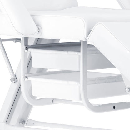 Pat cosmetic alb cu tavite laterale extensibile si structura metalica stabila