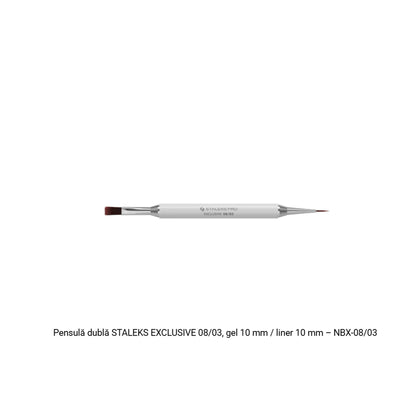 Pensulă dublă STALEKS EXCLUSIVE 08/03, gel 10 mm și liner 10 mm